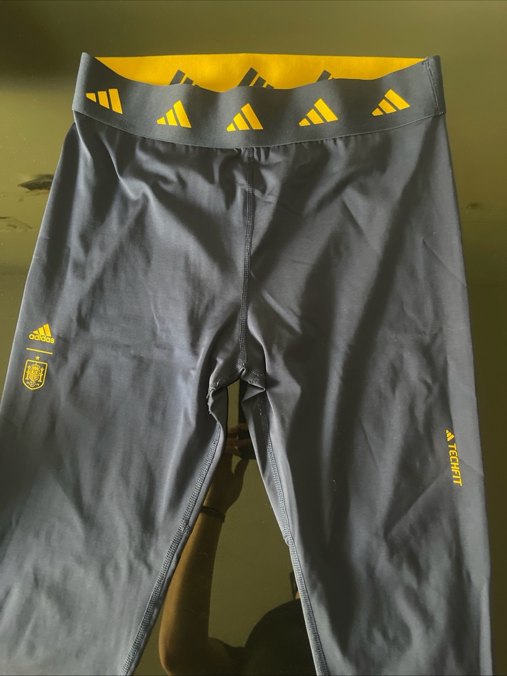 adidas Men’s Black Swim Tights with Yellow Logo Accents
